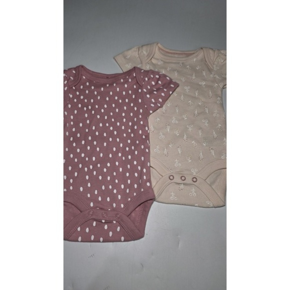 Cloud Island Baby Girl Pink & Peach Floral Bodysuit 2 Pack Lot 0-3m New W/O Tags